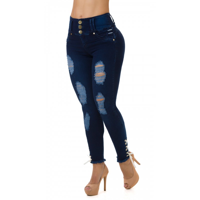 JEANS LEVANTACOLA BOTA TOBILLERO 52310DPAT-N